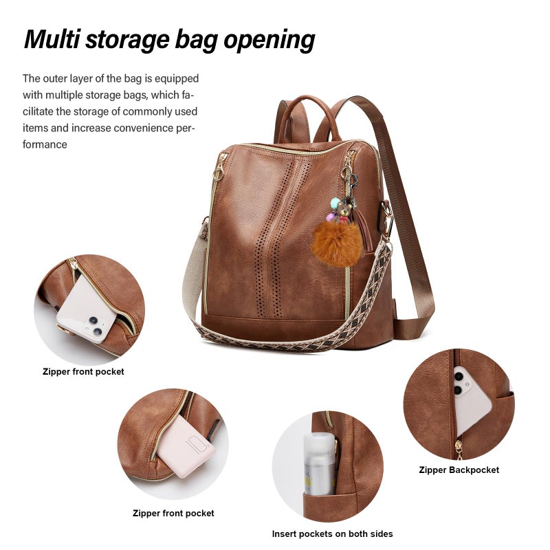 Makes Backpack Purse for Women PU Leather Travel Satchel Handbag Convertible Design Bag with Purse - Image 2