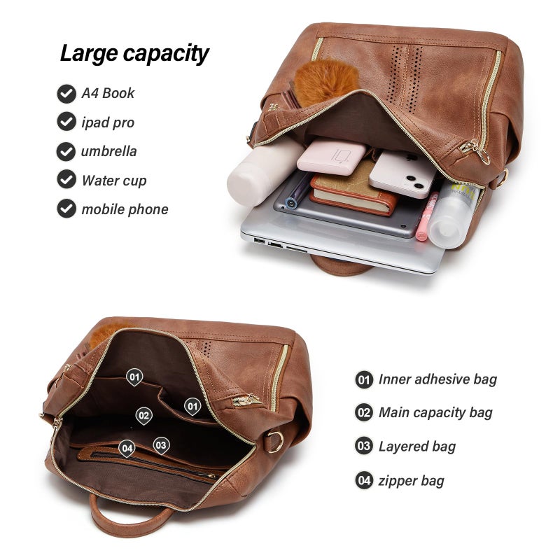 Makes Backpack Purse for Women PU Leather Travel Satchel Handbag Convertible Design Bag with Purse - Image 5