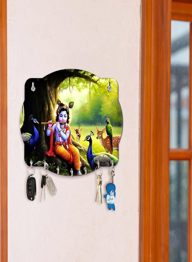 Goelite Krishna Premium Key Holder for Home Decor Stylish | Wooden Keychain Holder | Key Hangers for Wall Cute Aesthetic Design - Image 1