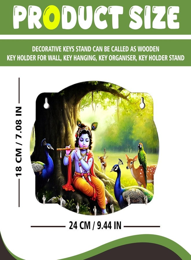 Goelite Krishna Premium Key Holder for Home Decor Stylish | Wooden Keychain Holder | Key Hangers for Wall Cute Aesthetic Design - Image 5
