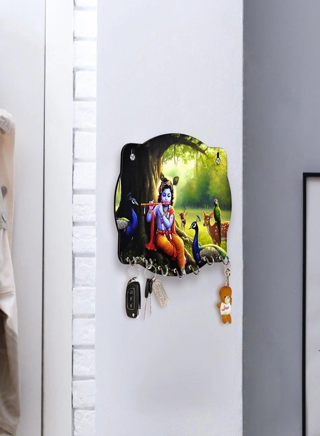 Goelite Krishna Premium Key Holder for Home Decor Stylish | Wooden Keychain Holder | Key Hangers for Wall Cute Aesthetic Design - Image 3