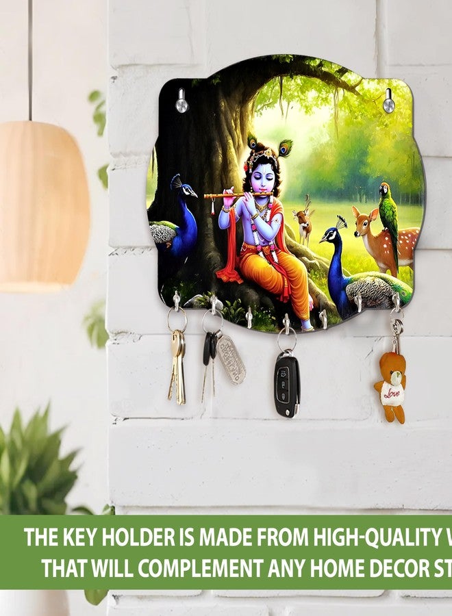 Goelite Krishna Premium Key Holder for Home Decor Stylish | Wooden Keychain Holder | Key Hangers for Wall Cute Aesthetic Design - Image 2