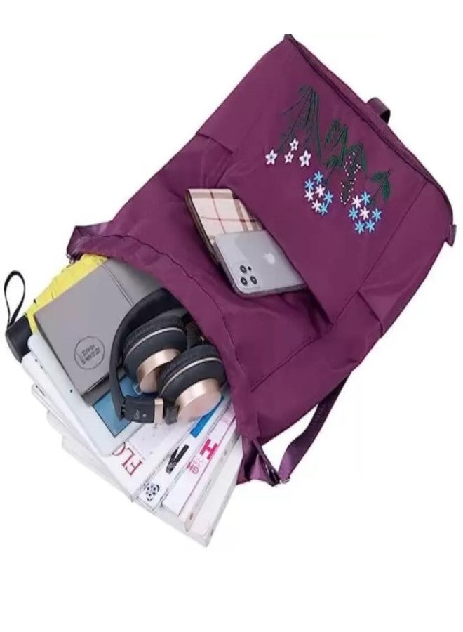 Drumstone (𝟓-𝐘𝐞𝐚𝐫 Warranty Premium Multiuse Embroidered Backpack for Women | Stylish School Bag for Girls | Waterproof Travel Bag | Gym & College Backpack with Drawstring - Image 3