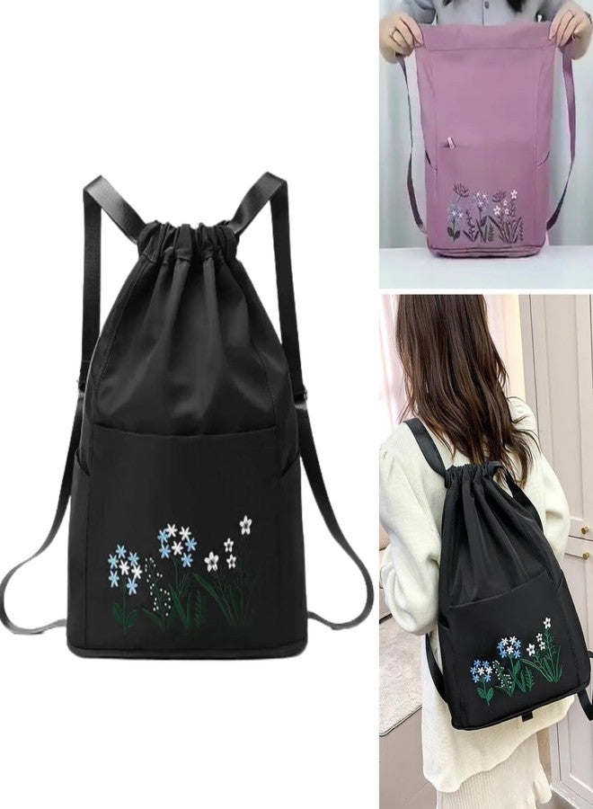 Drumstone (𝟓-𝐘𝐞𝐚𝐫 Warranty Premium Multiuse Embroidered Backpack for Women | Stylish School Bag for Girls | Waterproof Travel Bag | Gym & College Backpack with Drawstring - Image 5