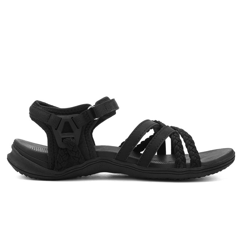 UBFEN Womens Hiking Comfort Sport Sandals Beach Vacation Camping Casual Sport Sandals with Adjustable Straps and Arch Support Size US 10 Black - Image 5