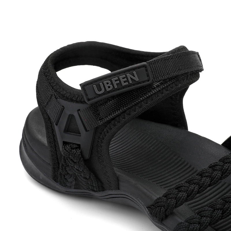 UBFEN Womens Hiking Comfort Sport Sandals Beach Vacation Camping Casual Sport Sandals with Adjustable Straps and Arch Support Size US 10 Black - Image 4
