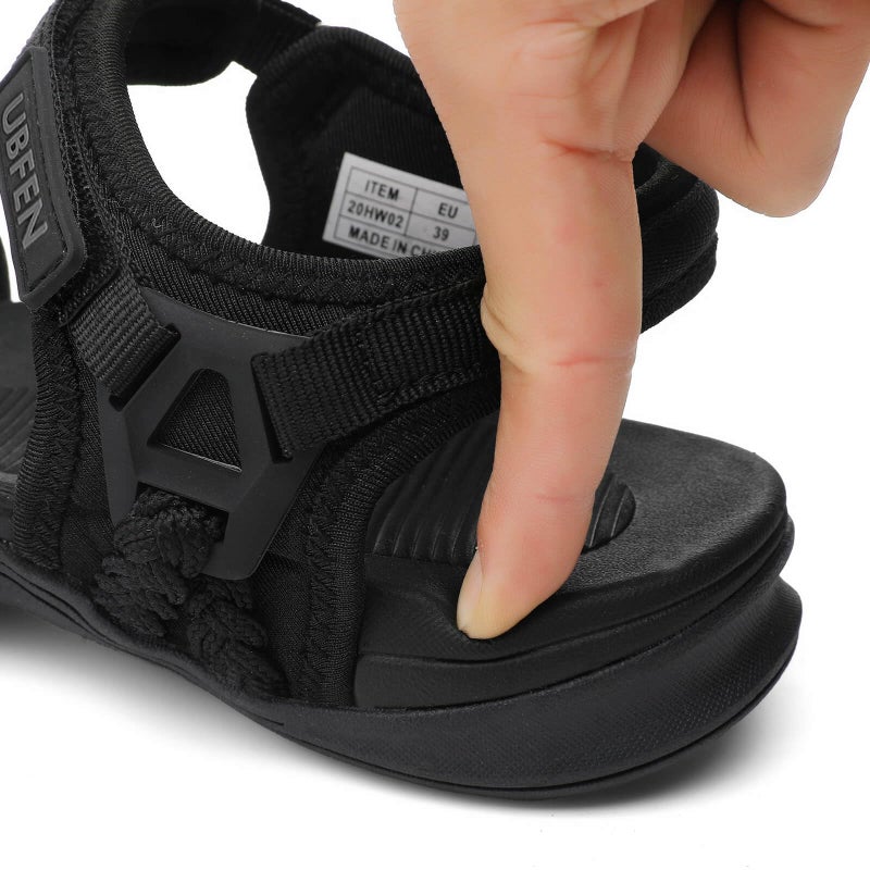 UBFEN Womens Hiking Comfort Sport Sandals Beach Vacation Camping Casual Sport Sandals with Adjustable Straps and Arch Support Size US 10 Black - Image 2