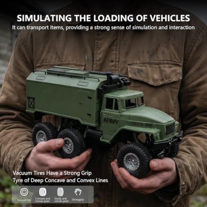 شاحنة عسكرية بالتحكم عن بُعد 1:16، 6×6، للطرق الوعرة، بوقت تشغيل 50 دقيقة، 2.4 جيجاهرتز، دفع رباعي، أضواء ليد، هدية رائعة للأطفال - Image 5