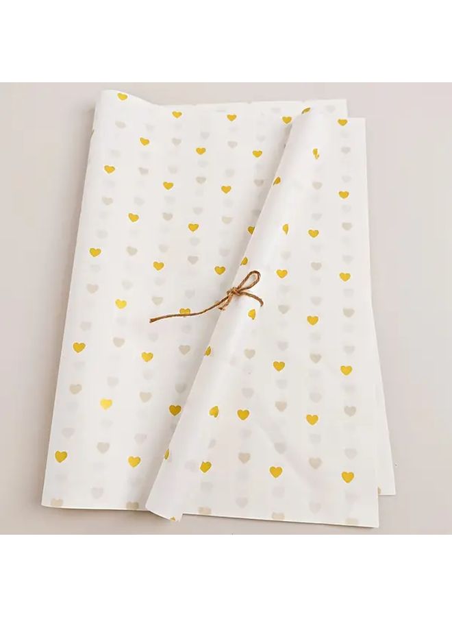 Golden Kraft Paper Sheets 30g Heart Pattern 20x14 for Gift Wrapping - Image 1