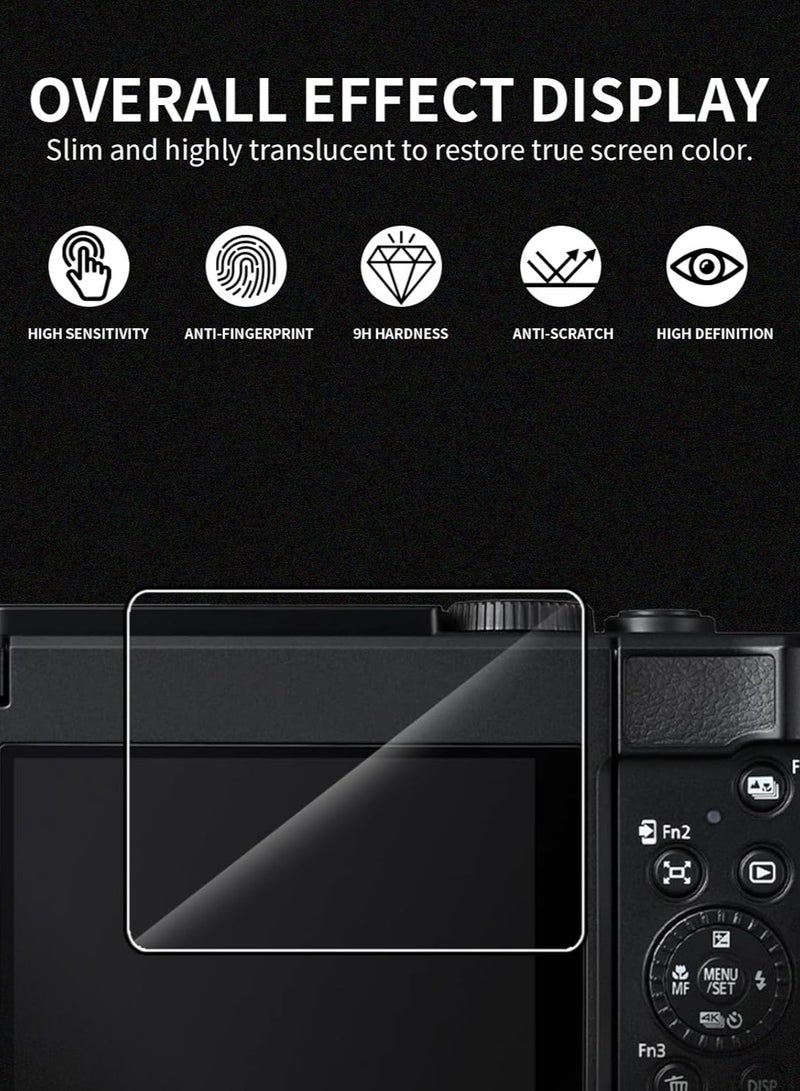 عام (علبتان) حامي شاشة Panasonic Lumix DC-TZ99 - فيلم زجاج مقوى، مقاوم للخدوش، مضاد للكسر، شفافية عالية - Image 2