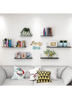Arabest Floating Wall Shelf,Wall Decorative Corner Shelf,Black Wall Shelf Set of Three,Wall Mounted Wooden Shelf,Fashionable Home Decoration,Suitable for Bedroom/Living Room/Bathroom/Kitchen/Office(30+40+50cm)  - Image 2