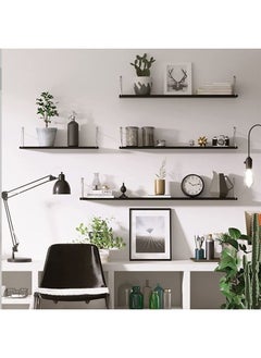 Arabest Floating Wall Shelf,Wall Decorative Corner Shelf,Black Wall Shelf Set of Three,Wall Mounted Wooden Shelf,Fashionable Home Decoration,Suitable for Bedroom/Living Room/Bathroom/Kitchen/Office(30+40+50cm)  - Image 3