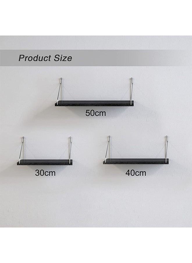 Arabest Floating Wall Shelf,Wall Decorative Corner Shelf,Black Wall Shelf Set of Three,Wall Mounted Wooden Shelf,Fashionable Home Decoration,Suitable for Bedroom/Living Room/Bathroom/Kitchen/Office(30+40+50cm)  - Image 5