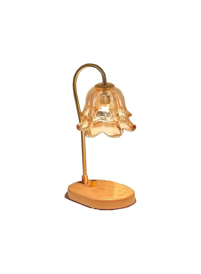 The Bros Amber Flower Candle Lamp, Crystal Lantern with Timer & Wooden Base, Compatible with Jar Candle, Gifts for Women, Home Decor - Image 2