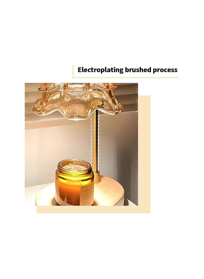 The Bros Amber Flower Candle Lamp, Crystal Lantern with Timer & Wooden Base, Compatible with Jar Candle, Gifts for Women, Home Decor - Image 5