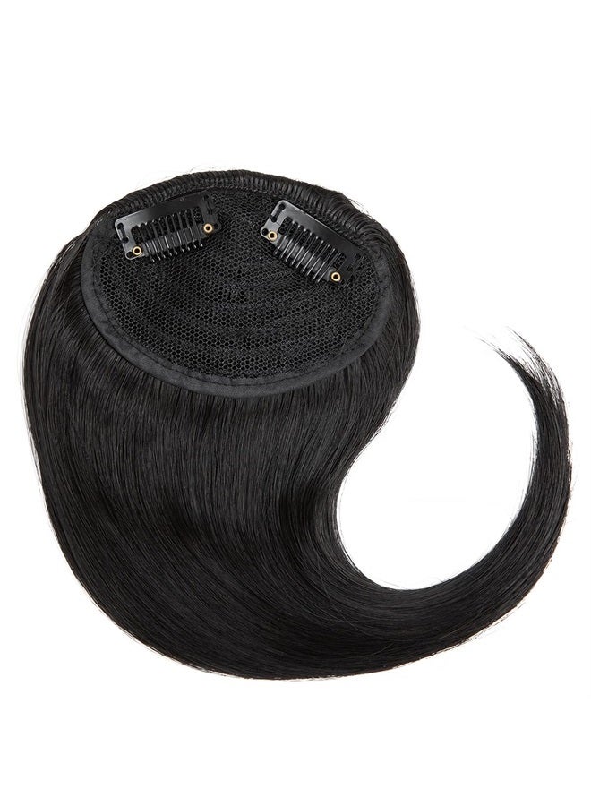 SARLA Side Hair Bangs Clip in Off Black One Piece Straight Synthetic Bangs Extension for Women - Image 2
