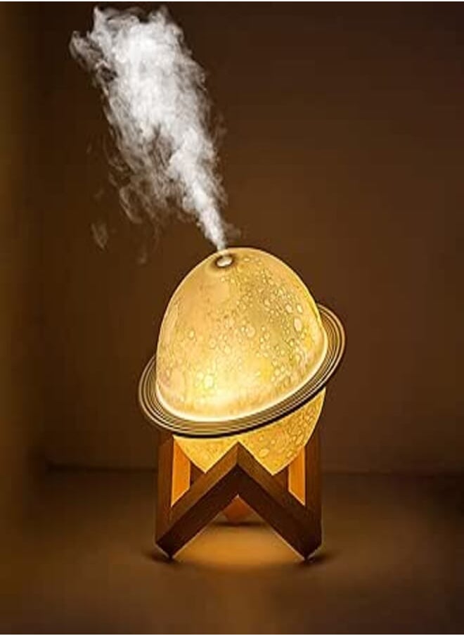 Jubapoz - Jubapoz Saturn Lamp LED 3D Print Decor Star Lamp, 200ML Cool Mist Humidifier with 2 Working Modes, 3 Colors Saturn Bedside Lamp with Stand for Gifts Room Decor - Image 1