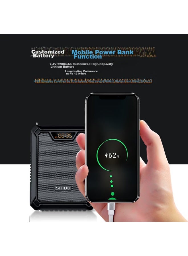 SHIDU M1000 Portable Amplifier, Teacher's Classroom Amplifier, High Volume Outdoor Speaker, Long Battery Life, Anti-howling Megaphone, Wireless Microphone, Black - Image 3