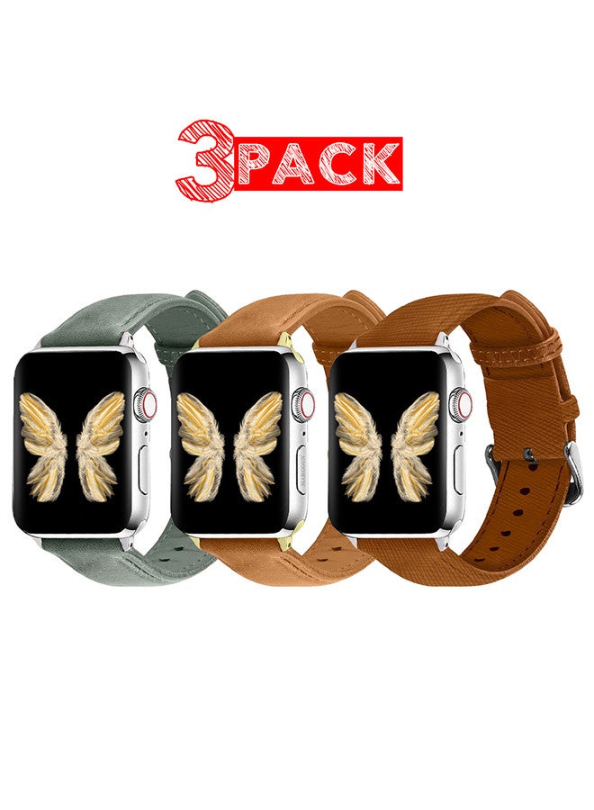 CATANES 3 Pack For Apple Watch Band 38mm/40mm/41mm Leather Band Buckle Strap Wristband Compatible with Apple watch series 7/6/5/4/3/2/1/SE - Image 1