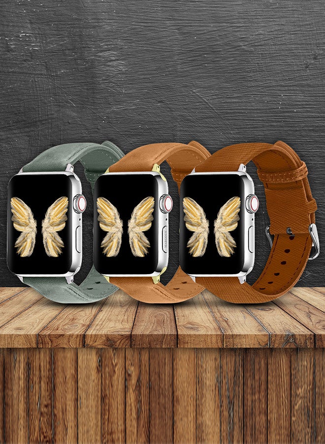 CATANES 3 Pack For Apple Watch Band 38mm/40mm/41mm Leather Band Buckle Strap Wristband Compatible with Apple watch series 7/6/5/4/3/2/1/SE - Image 2