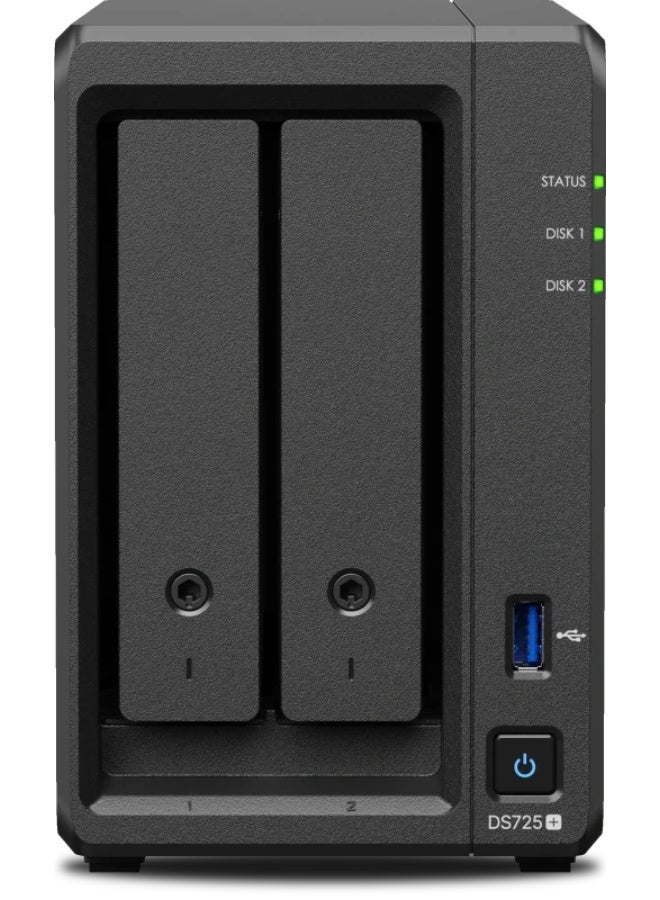 Synology Desktop Station  725+ AMD Ryzen R1600  2GB 2 bays (2NVme) 2.5Gbe black - Image 1