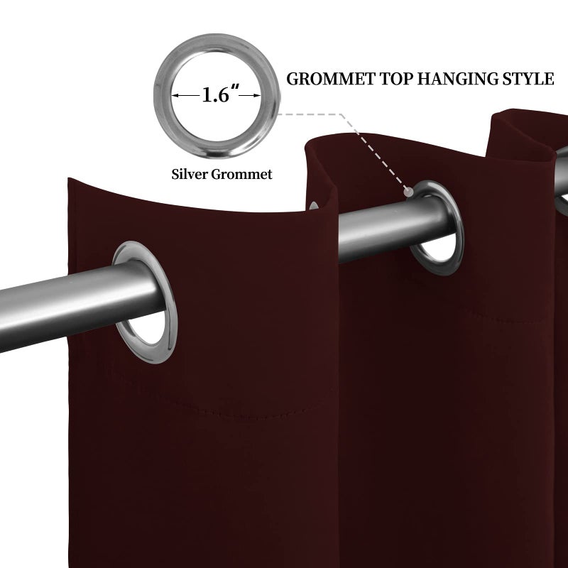 إيزي-جوينج ستائر سهلة التعتيم لغرفة نوم جروميت معزول حراري وضوضاء تقليل الستائر الغرفة الستائر الغامق لغرفة المعيشة 2 لوحات (52x108 في النبيذ) - Image 5
