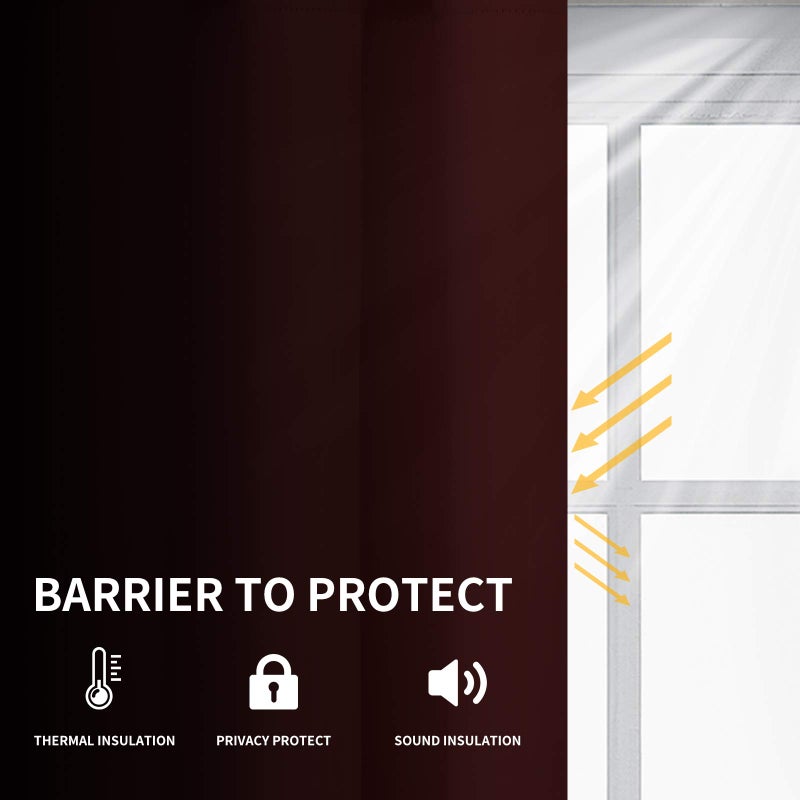 إيزي-جوينج ستائر سهلة التعتيم لغرفة نوم جروميت معزول حراري وضوضاء تقليل الستائر الغرفة الستائر الغامق لغرفة المعيشة 2 لوحات (52x108 في النبيذ) - Image 2