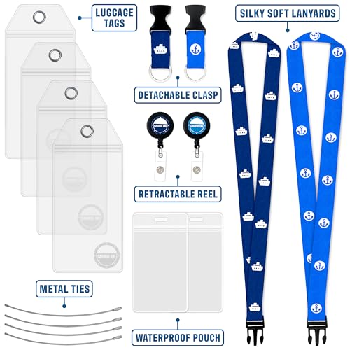 Cruise On Norwegian Luggage Tag Holders (4 Pack) & Lanyards (2 Pack) – Large, Clear, Waterproof Cruise Essentials 2025-2026 – Secure Ship Tags & Cards (Royal Blue) - Image 4
