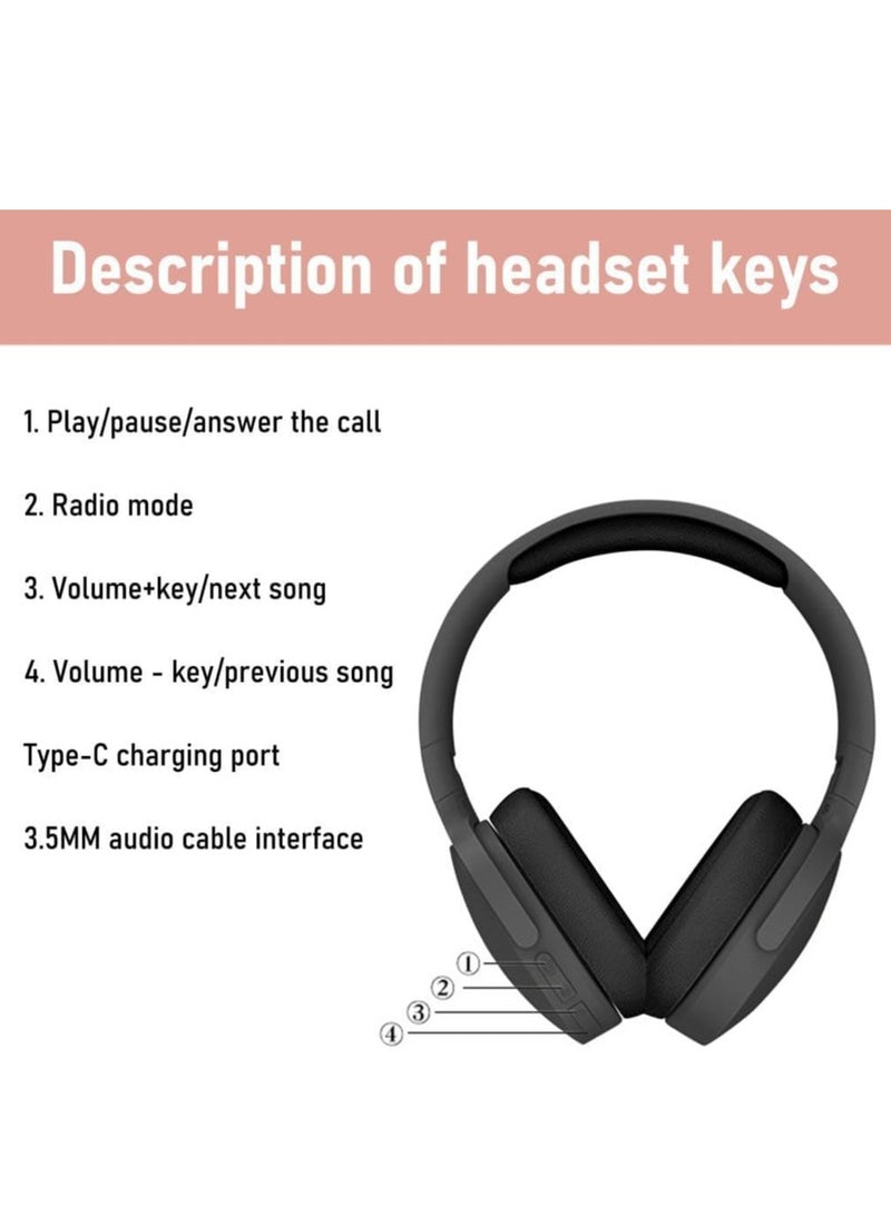 P2961 Head-worn Bluetooth Headset Wireless Heavy Bass Headset Full-ear Ultra-long Battery Life Bluetooth Headset with Intelligent Noise Cancellation, Foldable Wireless Headset HiFi, Ergonomic Blueto - Image 4