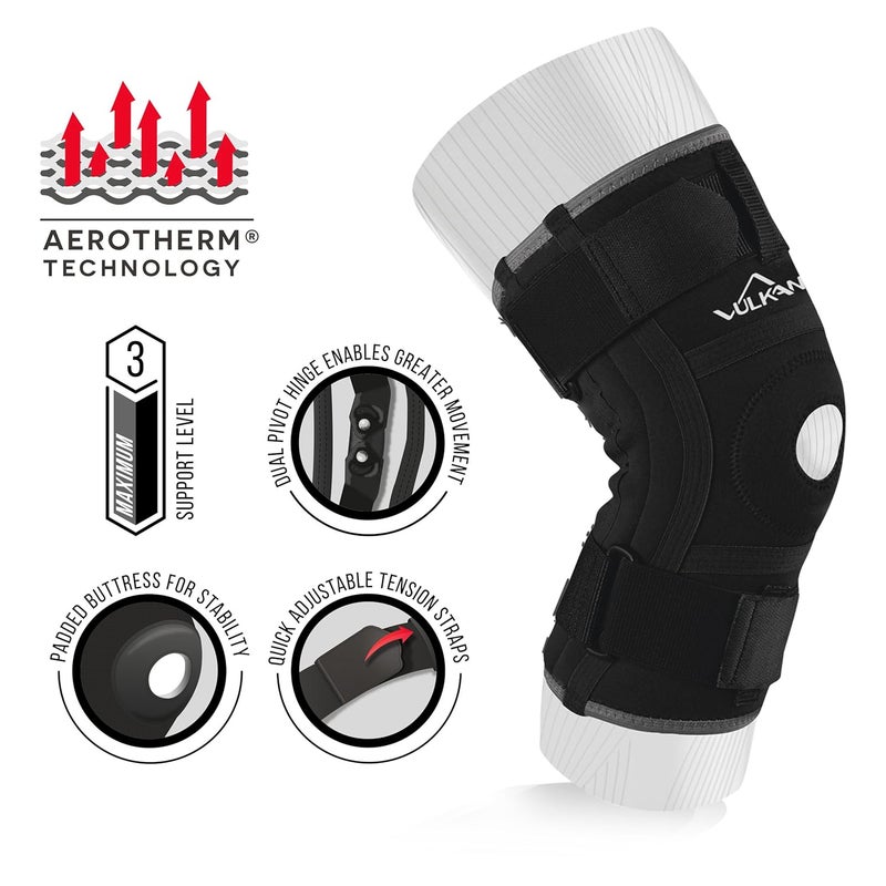 Vulkan Classic Stabilised Knee Support XLarge Knee Sleeve for Patella Support Hinged Knee Brace for Meniscus Tears and ACL Injuries Open Knee Brace for Athletes Working Out and Exercising - Image 3