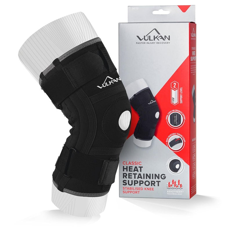 Vulkan Classic Stabilised Knee Support XLarge Knee Sleeve for Patella Support Hinged Knee Brace for Meniscus Tears and ACL Injuries Open Knee Brace for Athletes Working Out and Exercising - Image 1