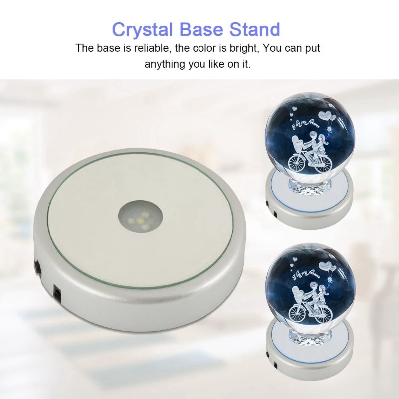 Led Crystal Base: 2/4/6 Colorful LEDs, USB Or Battery Powered, Touch Control Light - Reliable Bright Light Up Display Stand For Home Decor, Collectors - Image 4