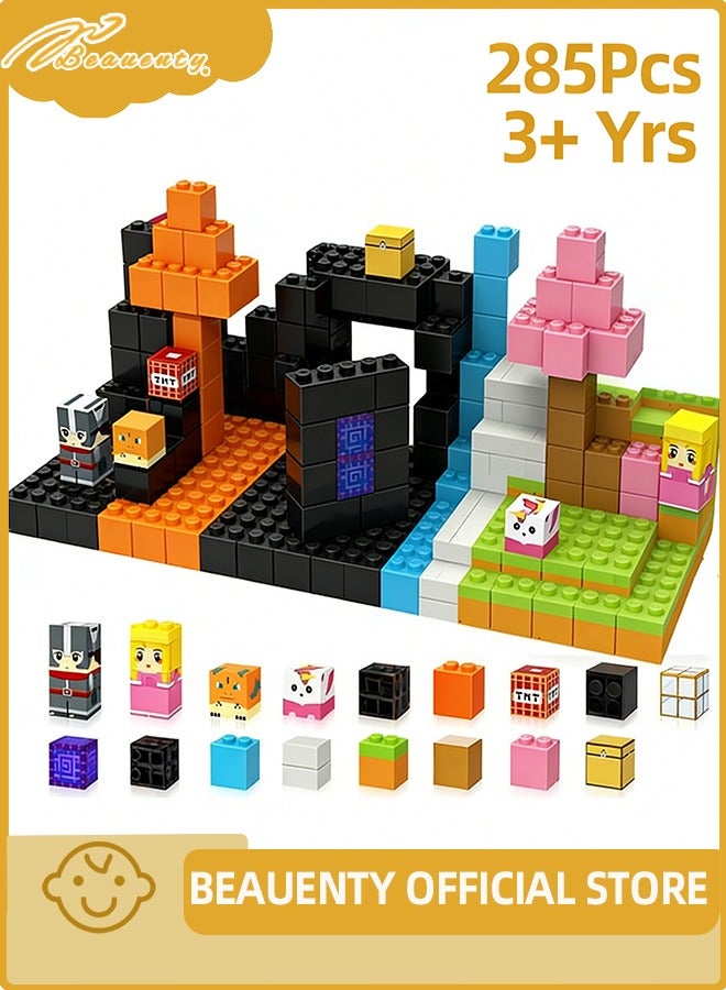 Beauenty Magnetic Blocks-Build Mine Magnet World Edition,Build a City Living，STEM Montessori Sensory Toys for Toddlers Gifts for 3 4 5 6 7 8 9 10 Years Old，285PCS Fidget 0.8" Cubes Construction Toys Boys Girls Birthday Gift - Image 1