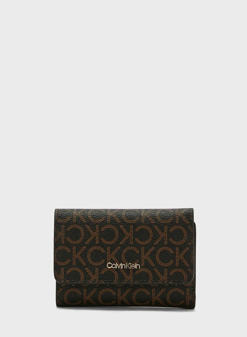 CALVIN KLEIN Monogram Detailed Trifold Small Wallet