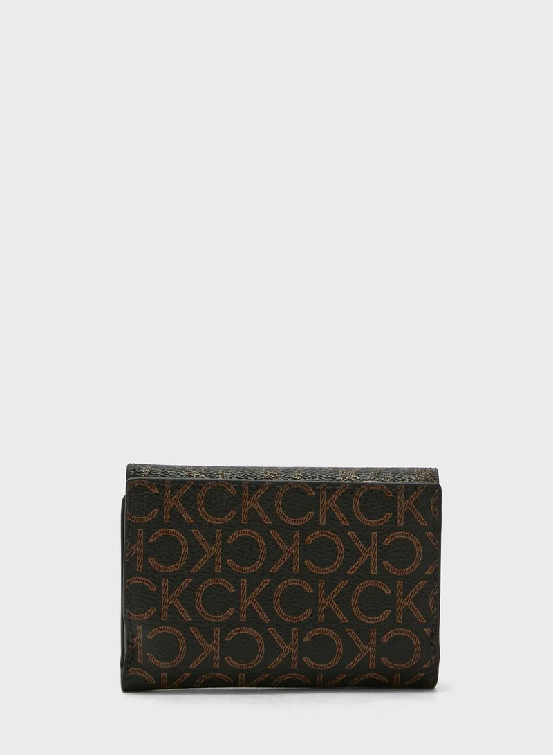 CALVIN KLEIN Monogram Detailed Trifold Small Wallet