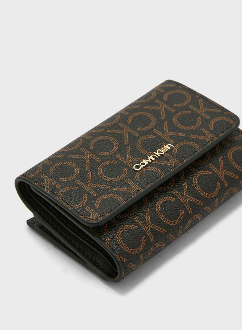 CALVIN KLEIN Monogram Detailed Trifold Small Wallet