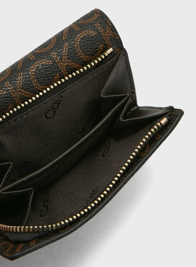 CALVIN KLEIN Monogram Detailed Trifold Small Wallet