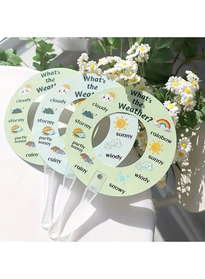 قطعتان من بطاقات إشارات الطقس اليدوية ذات الوجهين لألعاب الفصل الدراسي وأدوات التدريس - Image 2