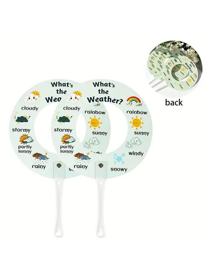 قطعتان من بطاقات إشارات الطقس اليدوية ذات الوجهين لألعاب الفصل الدراسي وأدوات التدريس - Image 1