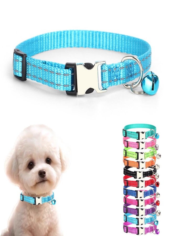 cyhaen Light Blue XXS Dog Collar with Bell, Reflective Nylon Puppy Collars Boy,Collar with Bell for Dog Puppy for XXS Xs Tiny Little Pet Cat,Neck 7.5-11 Inch - Image 1