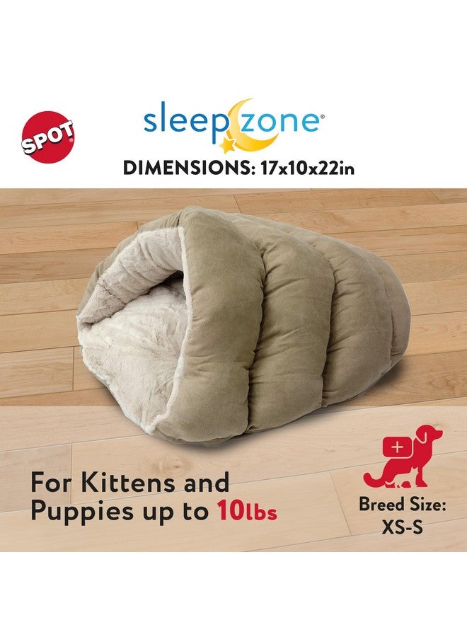 سبوت كهف القطط سبوت سليب زون كادل، سرير كهف للقطط والكلاب الصغيرة داخل المنزل، متين وقابل للغسل، مريح للقطط الصغيرة والجراء التي يقل وزنها عن 10 أرطال وطولها 12 بوصة، لون بني فاتح - Image 3