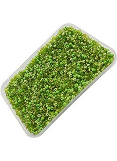 eshoppee eshoppee 8/0 3 mm 200 gm Light Green Color Glass Seed Beads for Jewellery Making kit Art and Crafts Materials for Embroidery Necklace Bracelet Earring Making Materials DIY kit (Light Green Family)  - Image 1