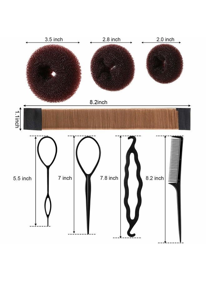 WILLBOND مجموعة تشكيل كعكة الشعر، تشمل 3 قطع من كعكة الشعر الدونات، 2 قطعة من علامة الكعكة، 4 قطع من أداة ذيل الحصان، 10 قطع من دبابيس الشعر و2 قطعة من الأربطة المرنة لمجموعة صانع كعكة الشعر للنساء والأطفال - Image 2