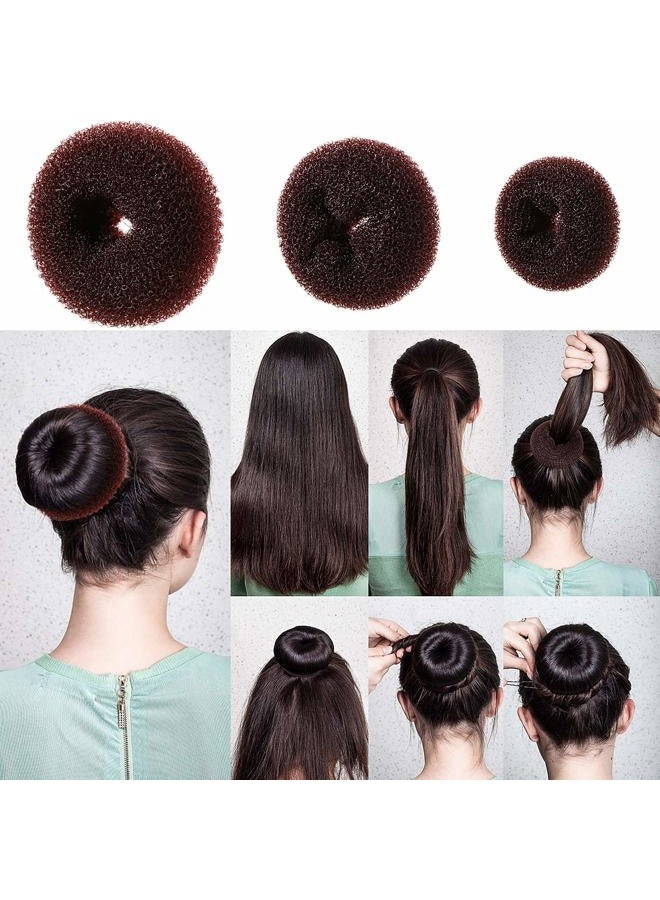 WILLBOND مجموعة تشكيل كعكة الشعر، تشمل 3 قطع من كعكة الشعر الدونات، 2 قطعة من علامة الكعكة، 4 قطع من أداة ذيل الحصان، 10 قطع من دبابيس الشعر و2 قطعة من الأربطة المرنة لمجموعة صانع كعكة الشعر للنساء والأطفال - Image 5