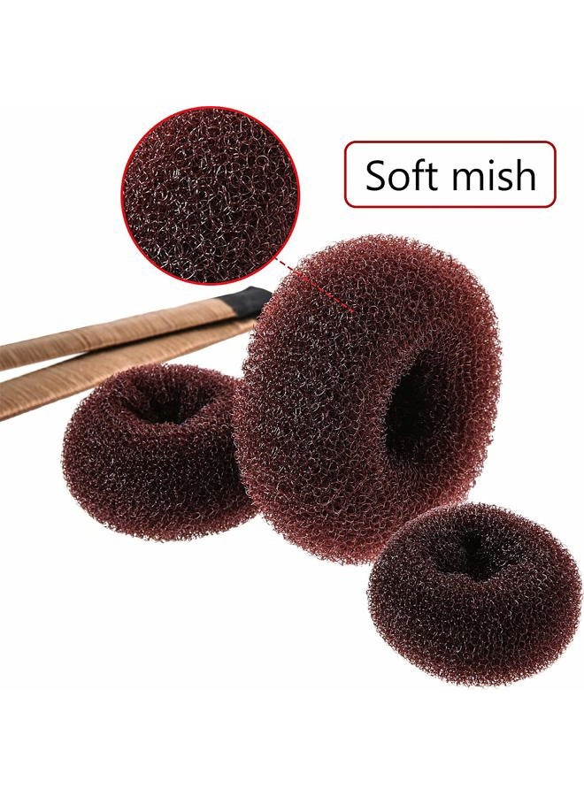 WILLBOND مجموعة تشكيل كعكة الشعر، تشمل 3 قطع من كعكة الشعر الدونات، 2 قطعة من علامة الكعكة، 4 قطع من أداة ذيل الحصان، 10 قطع من دبابيس الشعر و2 قطعة من الأربطة المرنة لمجموعة صانع كعكة الشعر للنساء والأطفال - Image 3