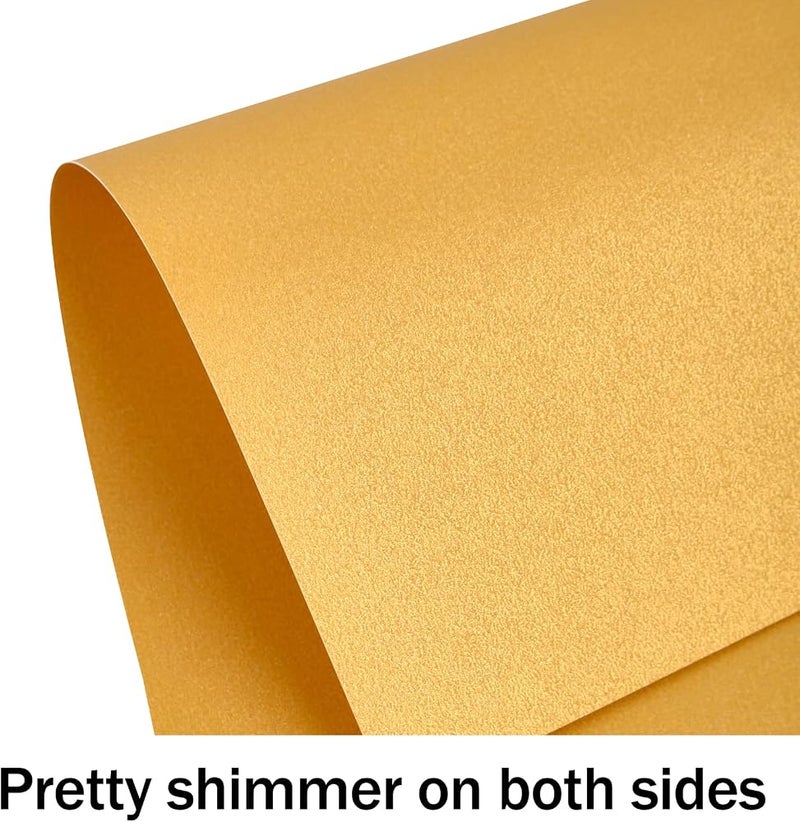 Goefun 100 Sheets Gold Shimmer Cardstock 8.5 x 11 Metallic Paper, 80lb Card Stock Pearlescent Paper for Invitations, Birthday, Anniversaries, Card Making - Image 3