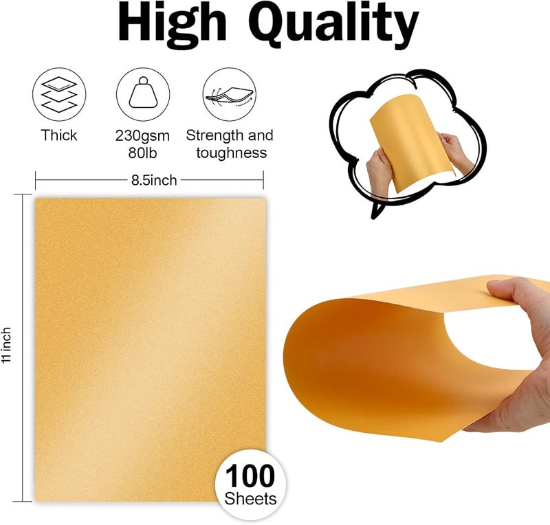 Goefun 100 Sheets Gold Shimmer Cardstock 8.5 x 11 Metallic Paper, 80lb Card Stock Pearlescent Paper for Invitations, Birthday, Anniversaries, Card Making - Image 2