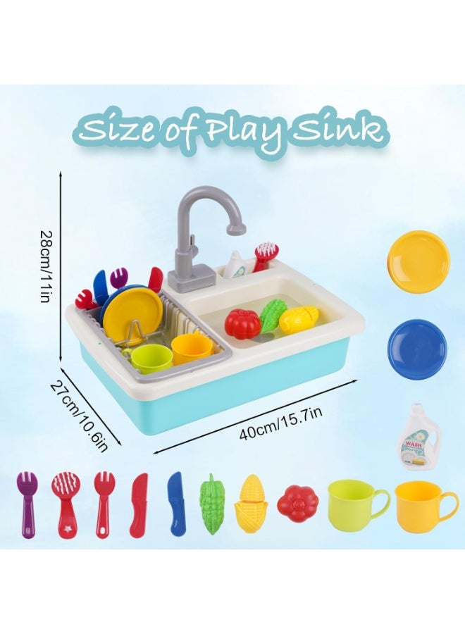 حوض المطبخ، لعبة للأطفال، حوض لعب بماء جارٍ، ملحقات مطبخ لعبة، تقطيع الفاكهة والخضروات، حوض لعبة مع صنبور يعمل، مجموعة مطبخ لعب الأدوار، هدية للأطفال - Image 2