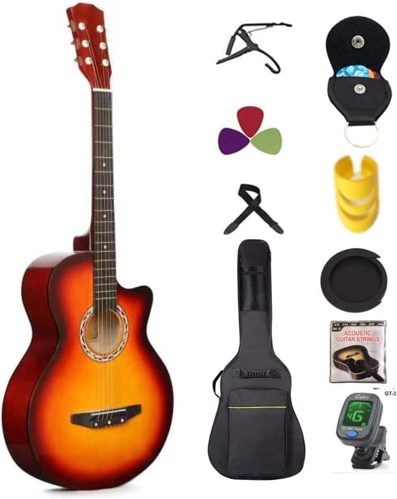 MegArya Student Acoustic Guitar Kit with Sunburst Finish - Image 1