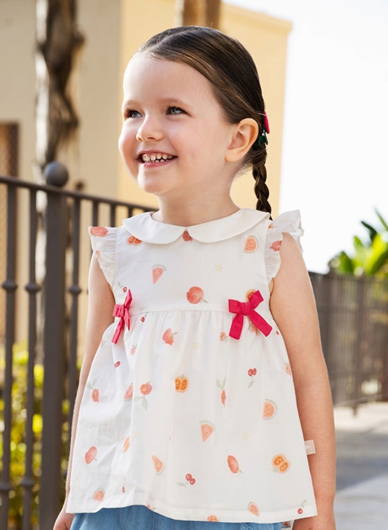 Dave & Bella Girls Cotton Fruit Print Top & Shorts Set - Image 3